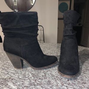 Fergie black suede booties